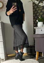 JUPE SATIN A POIS  TTU 34/40  NOIRE