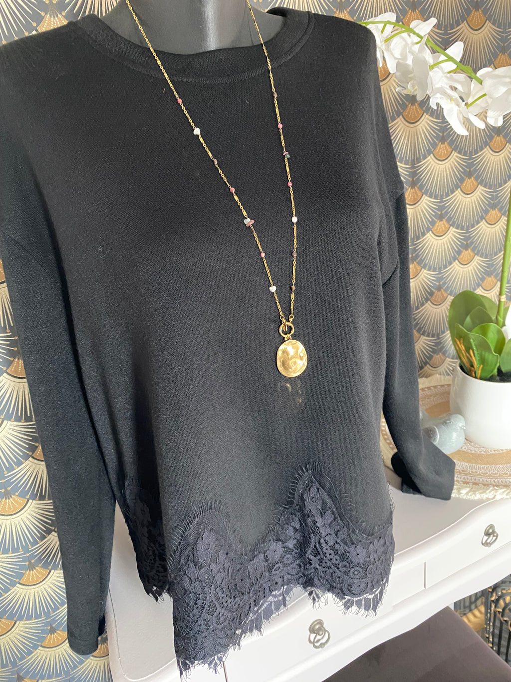 PULL DENTELLE TU 36/44 NOIR