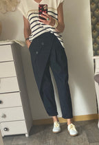 PANTALON ASYMETRIQUE  BLEU MARINE TU 38/46