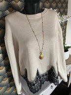 PULL DENTELLE TU 36/44 ECRU