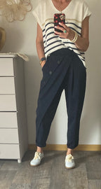 PANTALON ASYMETRIQUE  BLEU MARINE TU 38/46