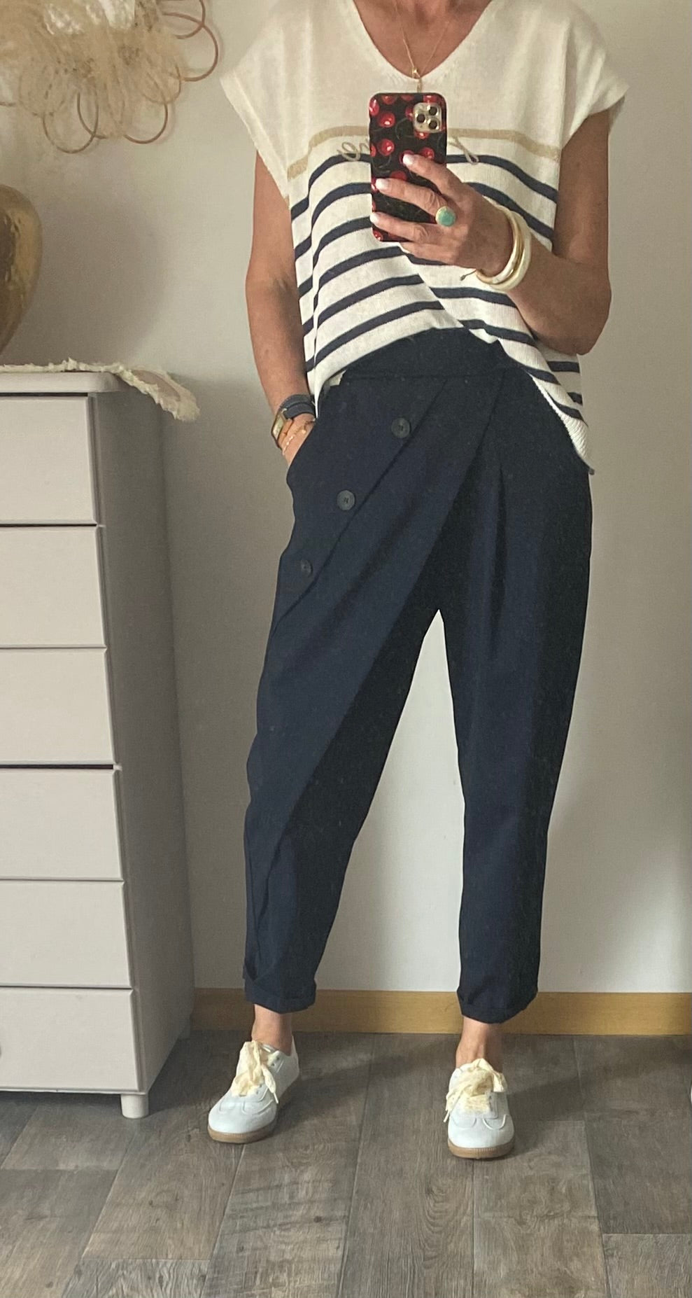 PANTALON ASYMETRIQUE  BLEU MARINE TU 38/46