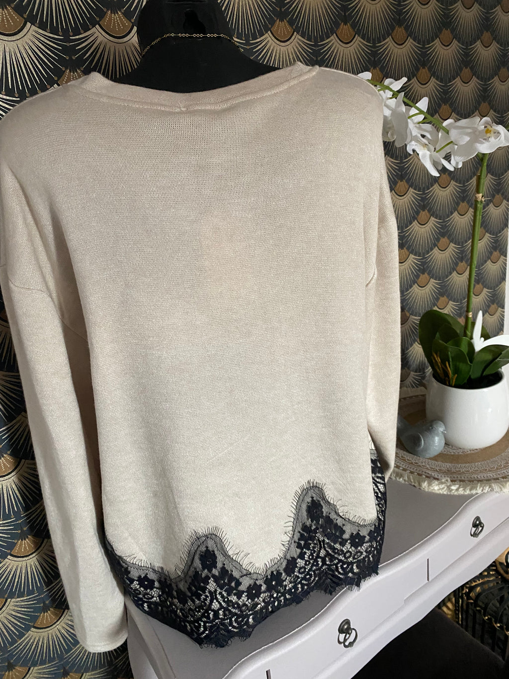 PULL DENTELLE TU 36/44 ECRU