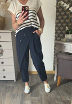 PANTALON ASYMETRIQUE  BLEU MARINE TU 38/46