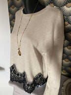 PULL DENTELLE TU 36/44 ECRU