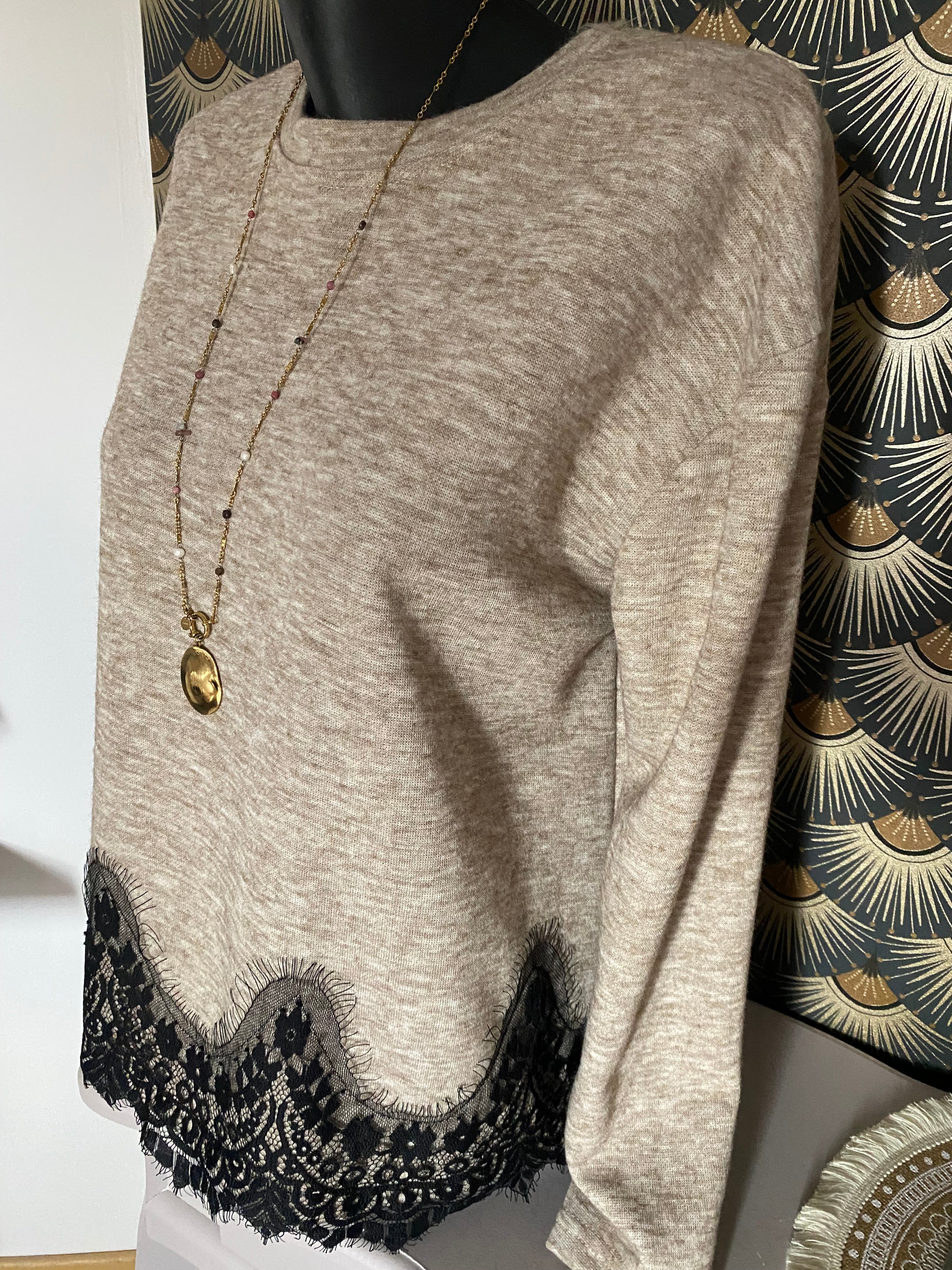 PULL DENTELLE TU 36/44 BEIGE