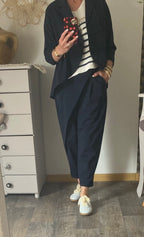PANTALON ASYMETRIQUE  BLEU MARINE TU 38/46