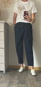 PANTALON ASYMETRIQUE  BLEU MARINE TU 38/46