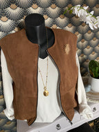 GILET ZIPE SUEDE TU36/44  CAMEL