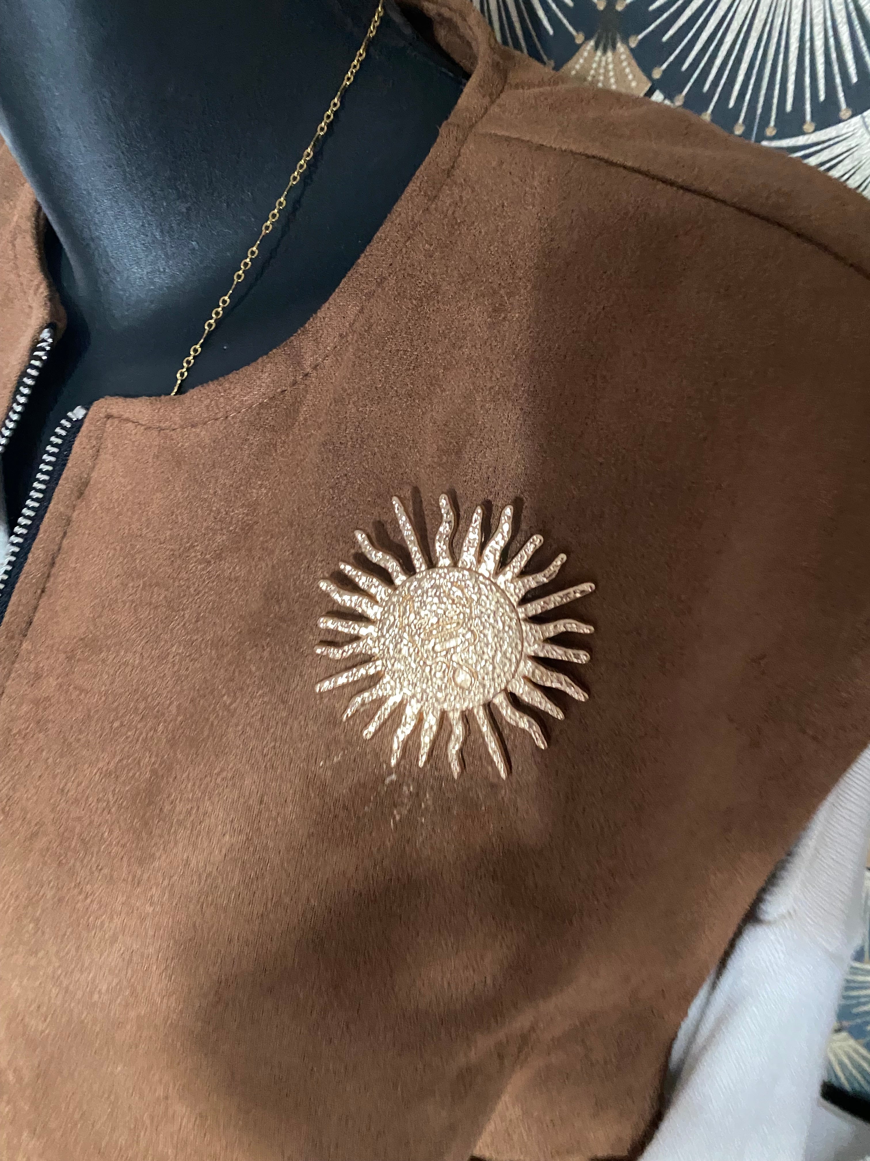 GILET ZIPE SUEDE TU36/44  CAMEL