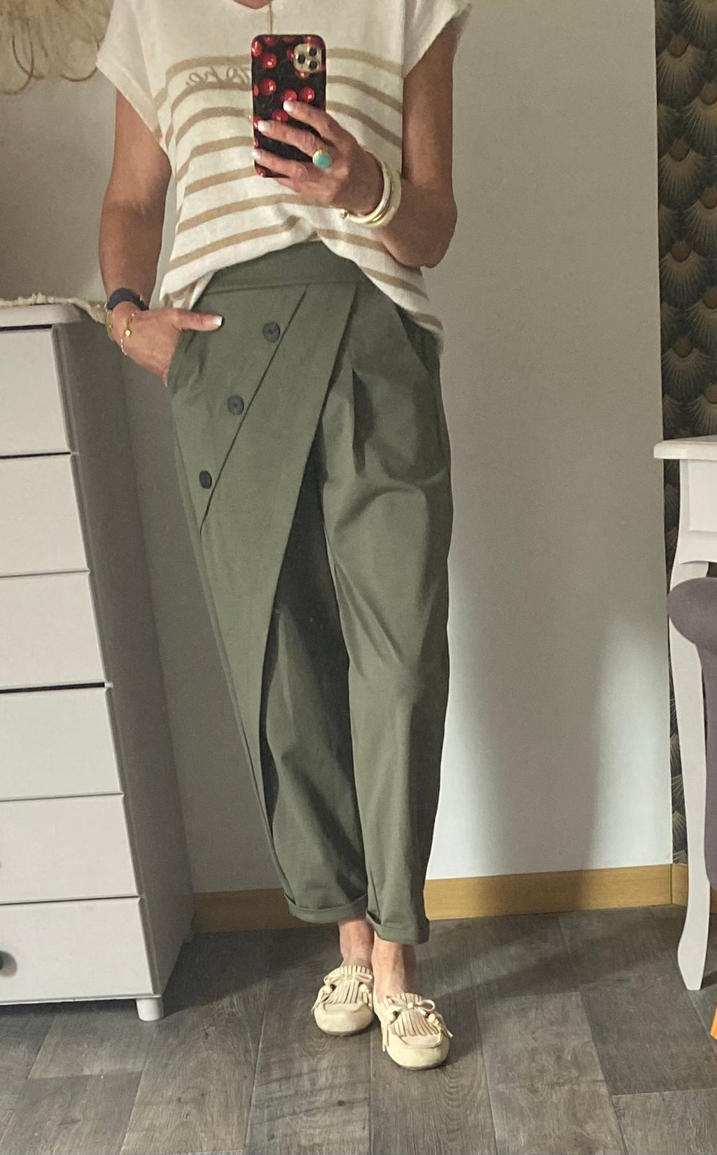 PANTALON ASYMETRIQUE KAKI TU 38/46