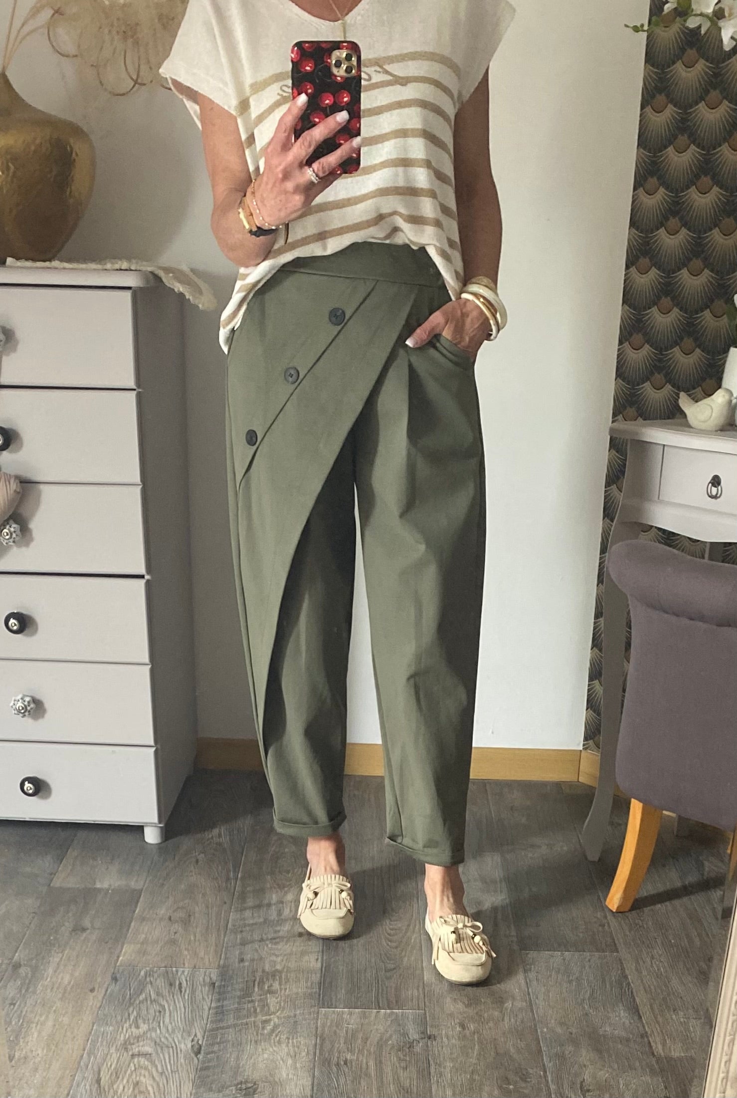 PANTALON ASYMETRIQUE KAKI TU 38/46