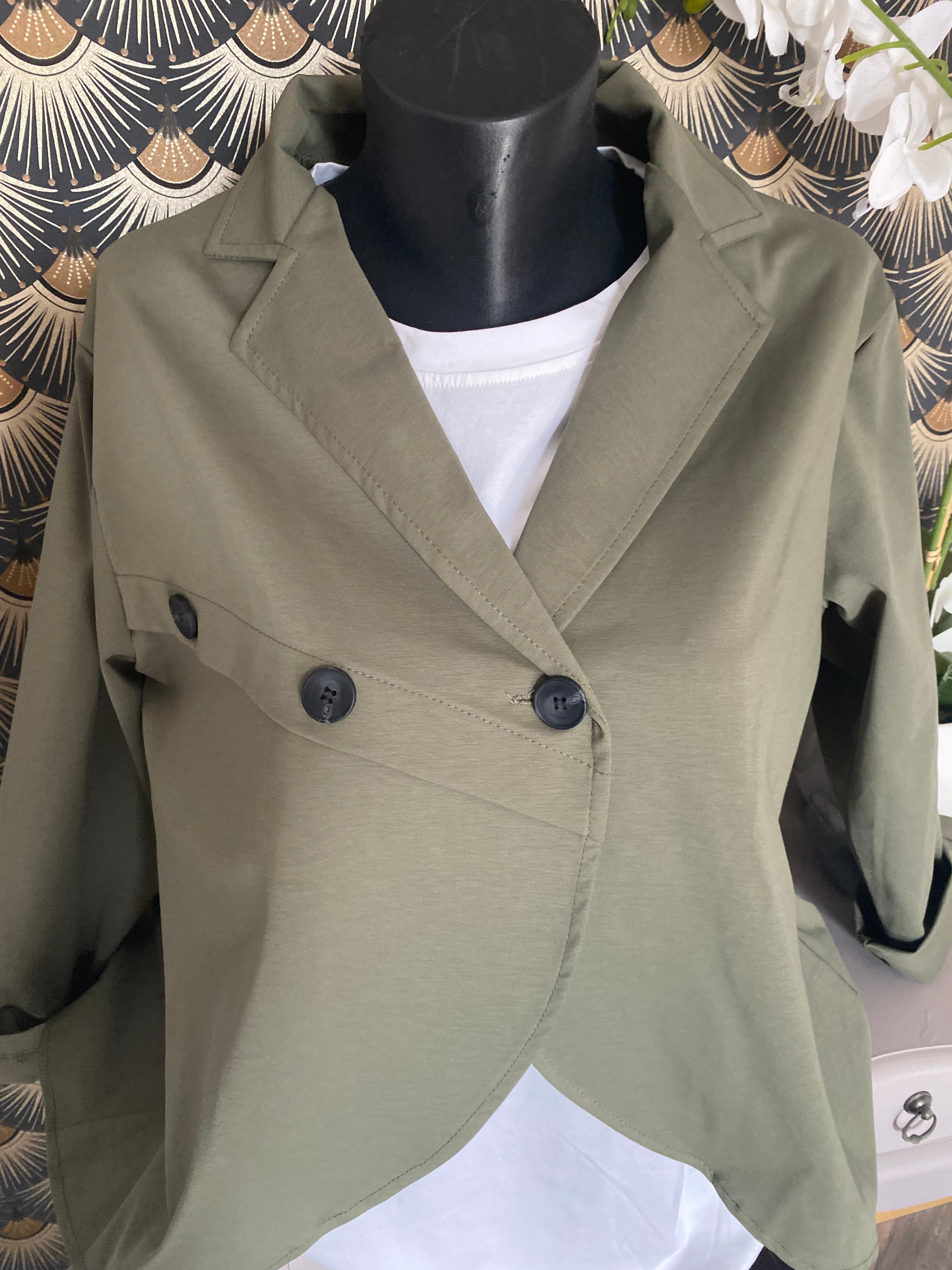 VESTE BOUTONAGE ASYMETRIQUE KAKI   TU 38/46