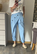 PANTALON ASYMETRIQUE BLEU CIEL  TU 38/46
