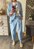 VESTE BOUTONAGE ASYMETRIQUE BLEU CIEL   TU 38/46