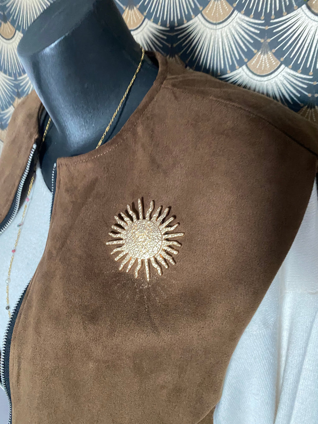 GILET ZIPE SUEDE TU36/44  CHOCO