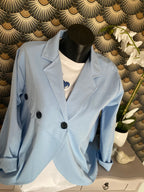 VESTE BOUTONAGE ASYMETRIQUE BLEU CIEL   TU 38/46