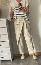 PANTALON ASYMETRIQUE ECRU TU 38/46