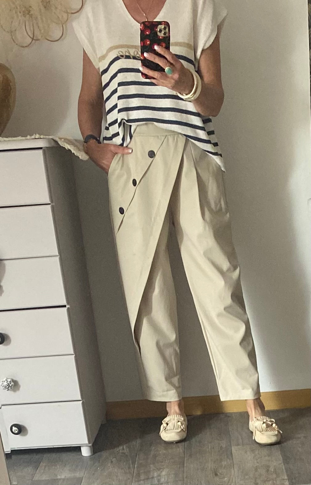 PANTALON ASYMETRIQUE ECRU TU 38/46