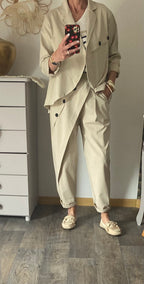 PANTALON ASYMETRIQUE ECRU TU 38/46