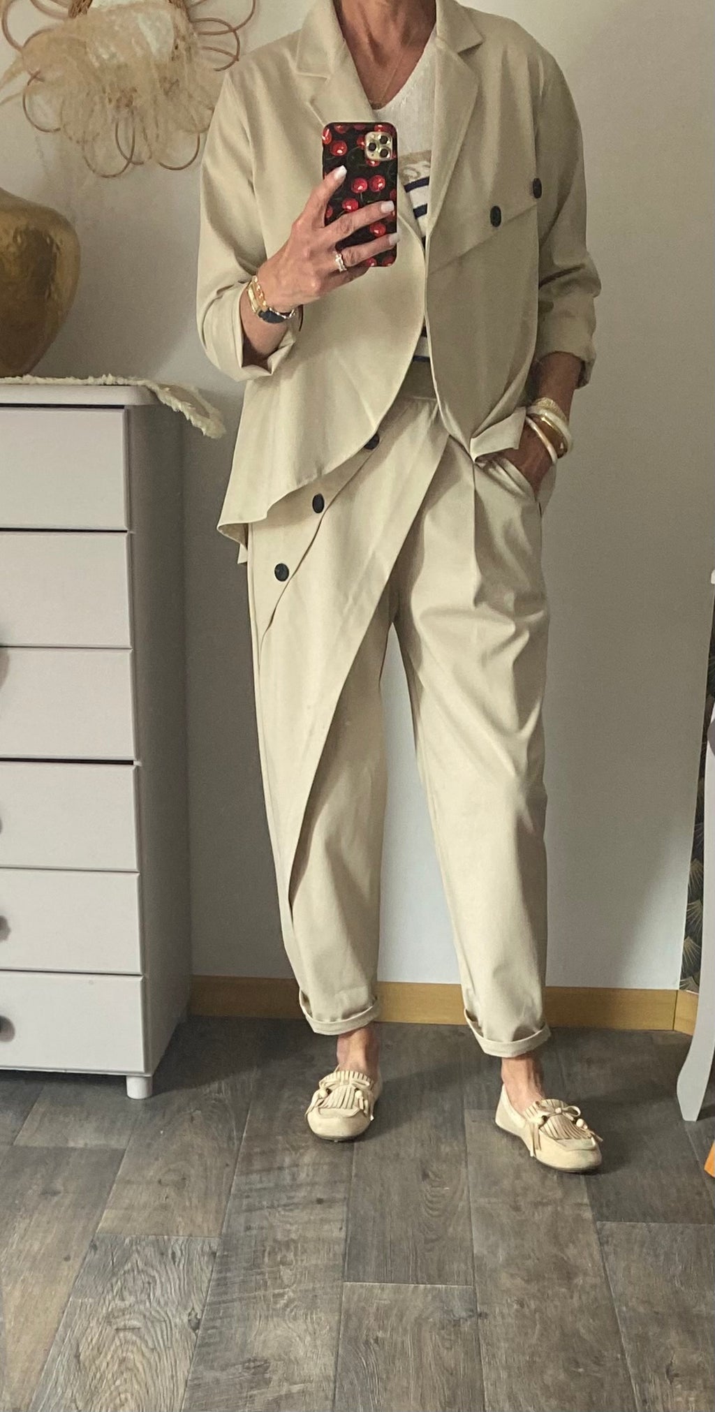 VESTE BOUTONAGE ASYMETRIQUE ECRU  TU 38/46