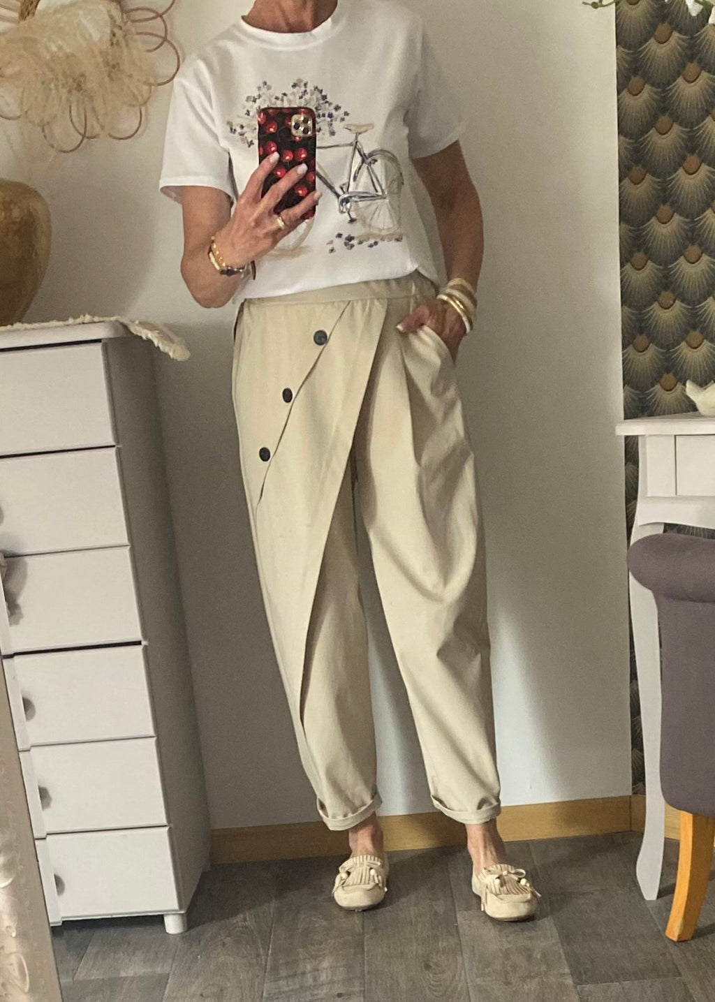 PANTALON ASYMETRIQUE ECRU TU 38/46