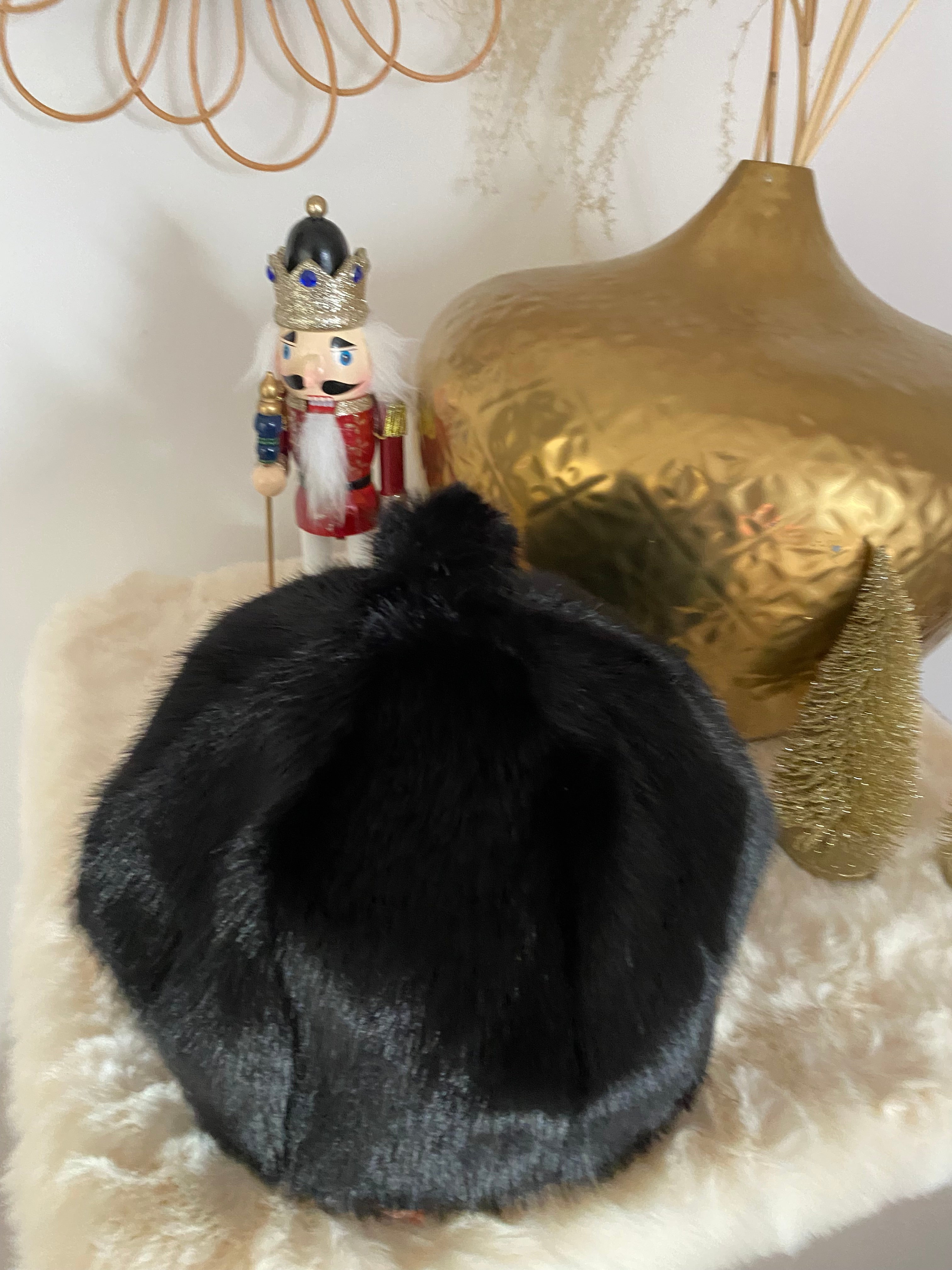 BERET FAUSSE FOURRURE NOIR TU