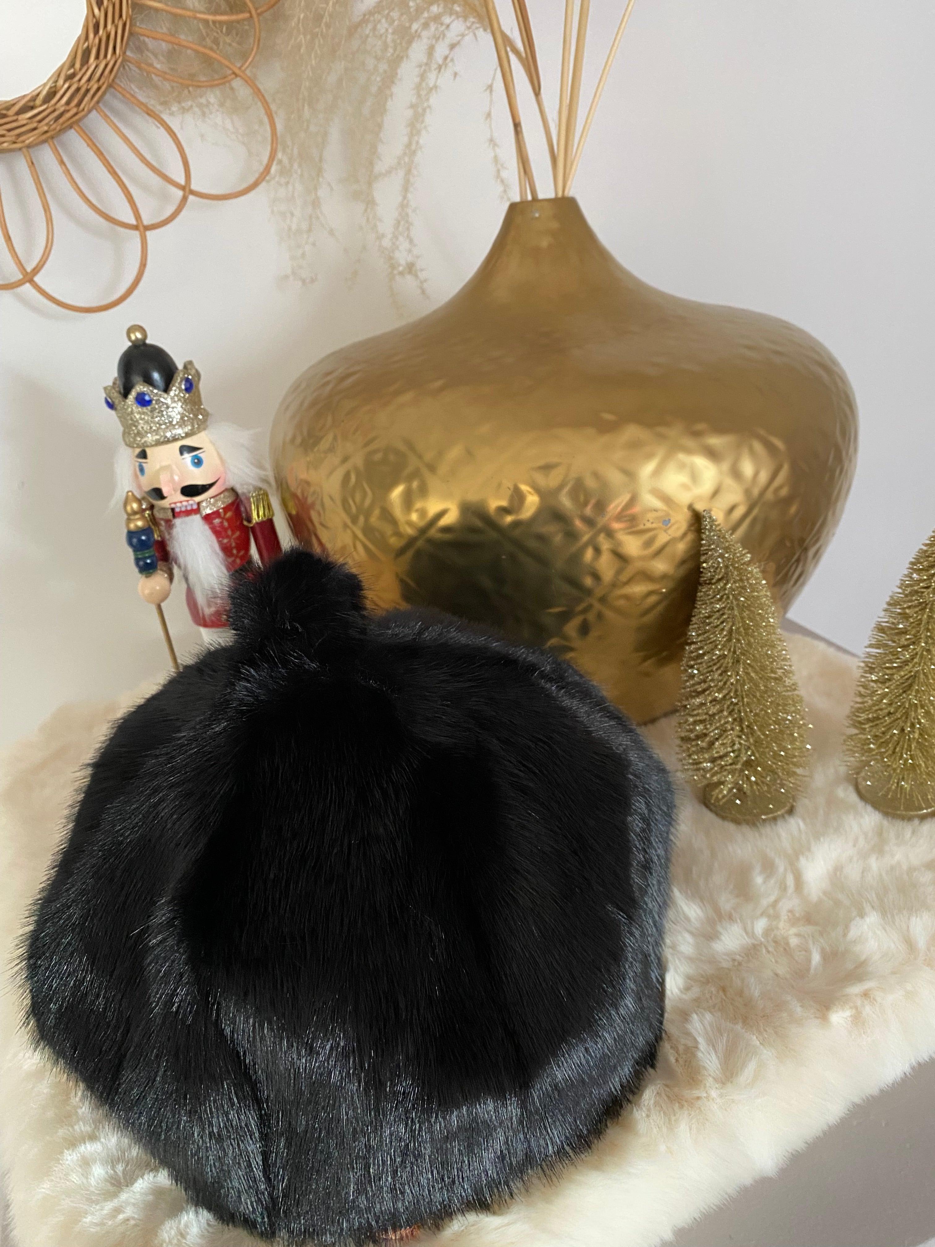 BERET FAUSSE FOURRURE NOIR TU