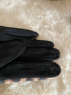 GANTS SUEDE LEOPARD NOIRS   TU