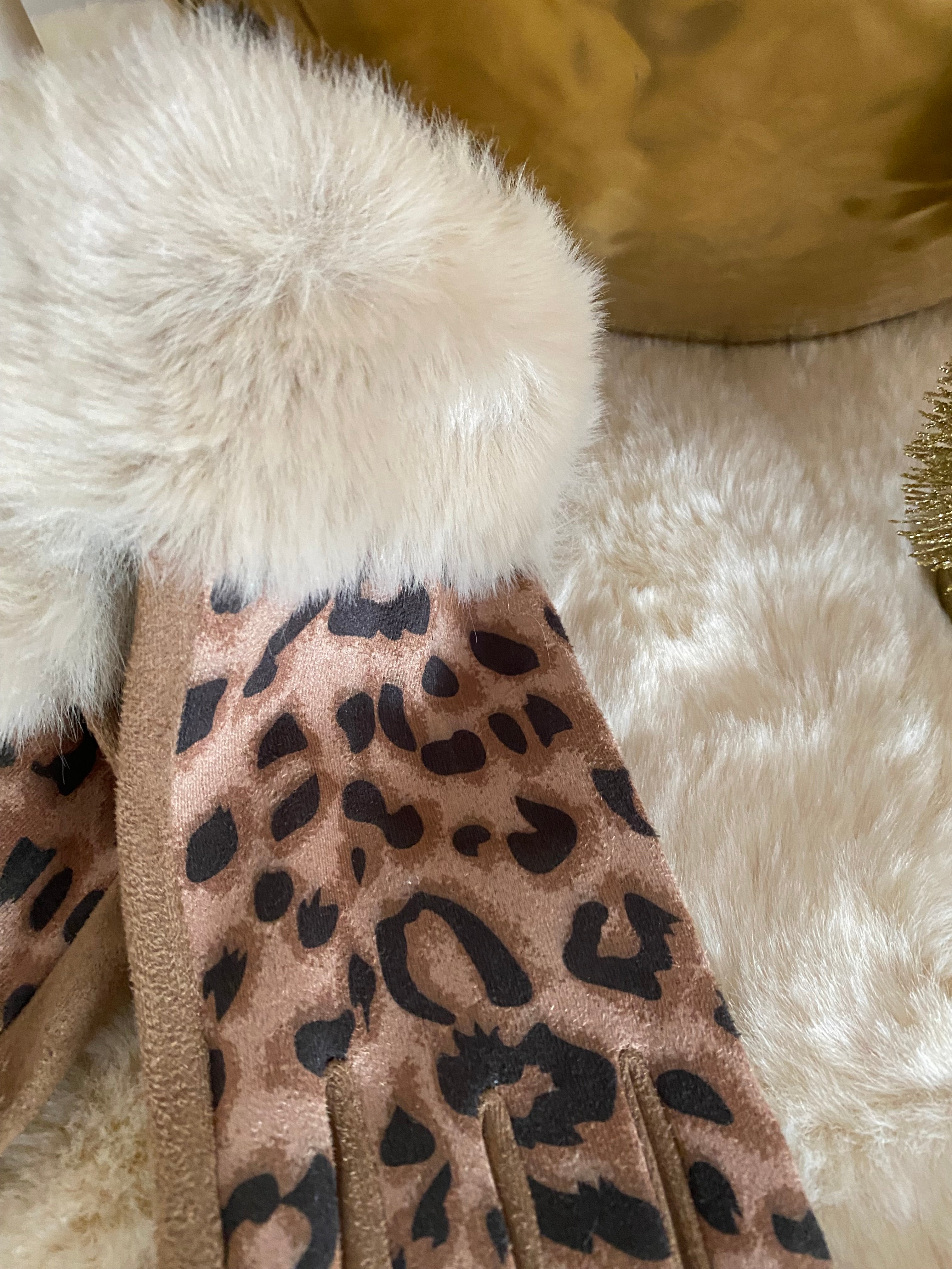 GANTS SUEDE LEOPARD CAMEL   TU
