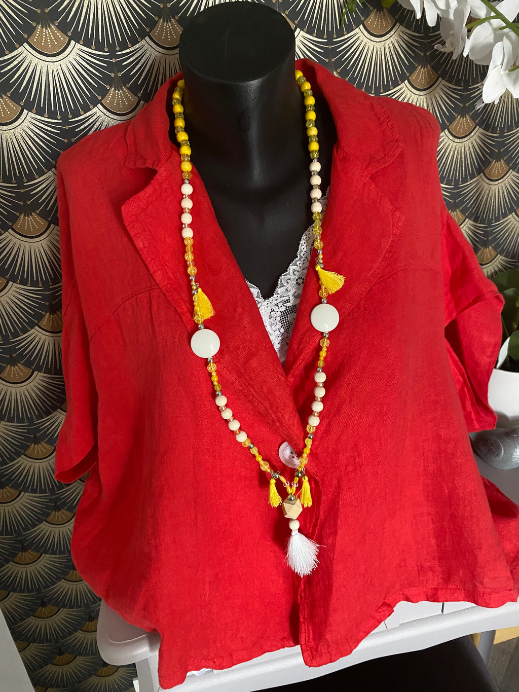 VESTE LIN ROUGE  TU36/48