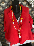 VESTE LIN ROUGE  TU36/48