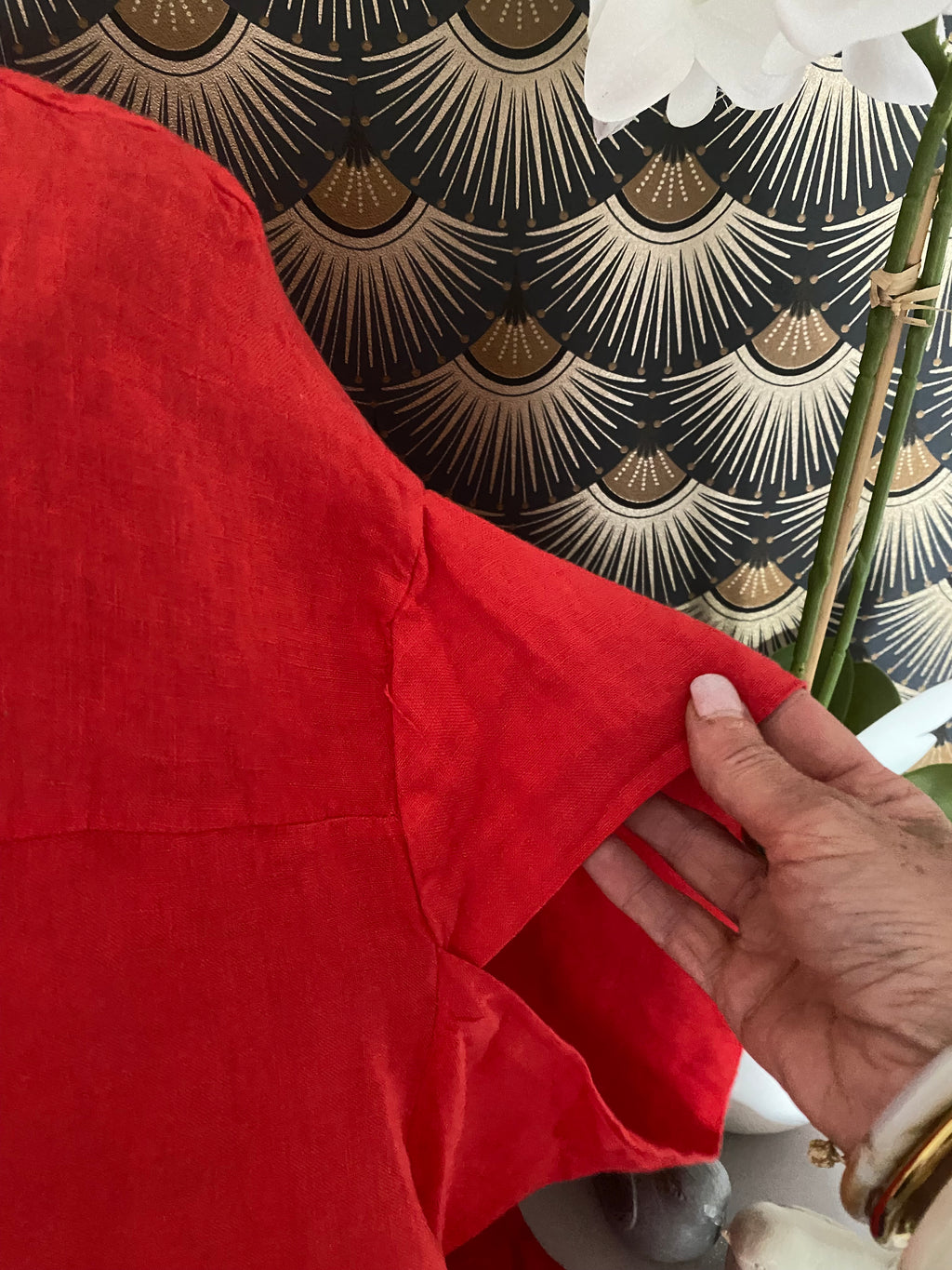 VESTE LIN ROUGE  TU36/48