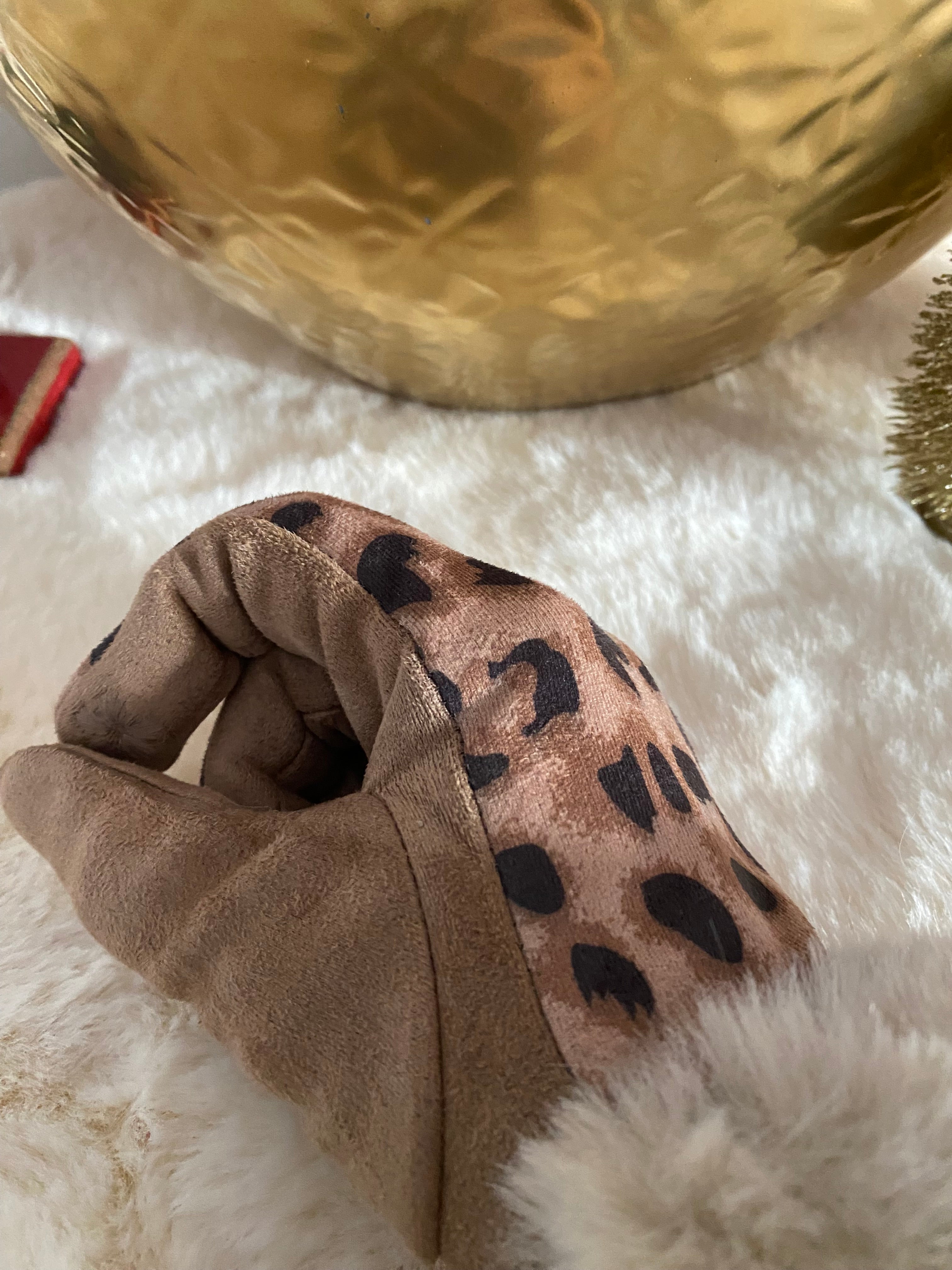GANTS SUEDE LEOPARD CAMEL   TU