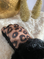 GANTS SUEDE LEOPARD NOIRS   TU