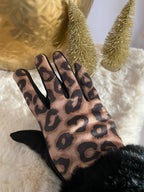 GANTS SUEDE LEOPARD NOIRS   TU