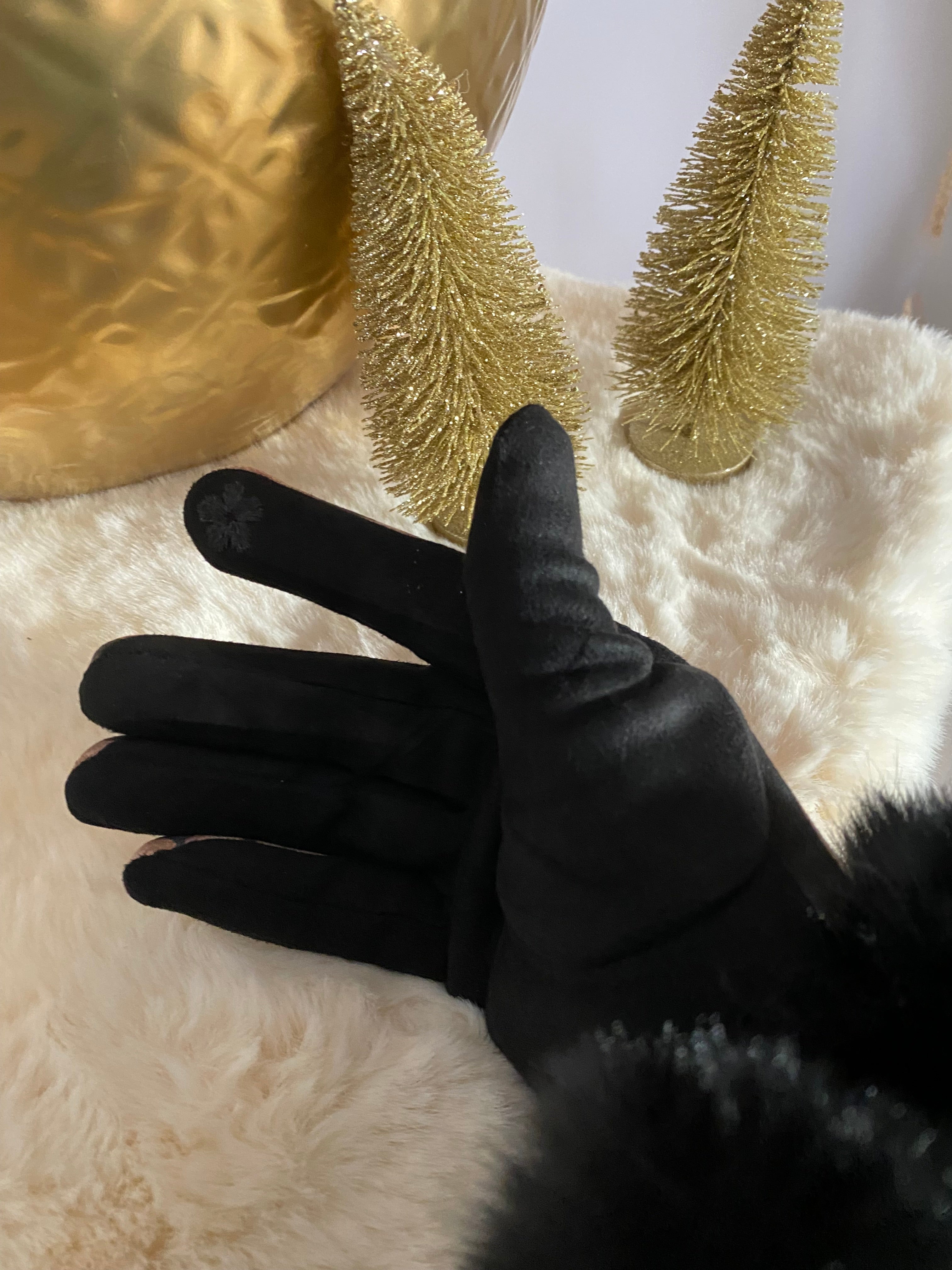 GANTS SUEDE LEOPARD NOIRS   TU