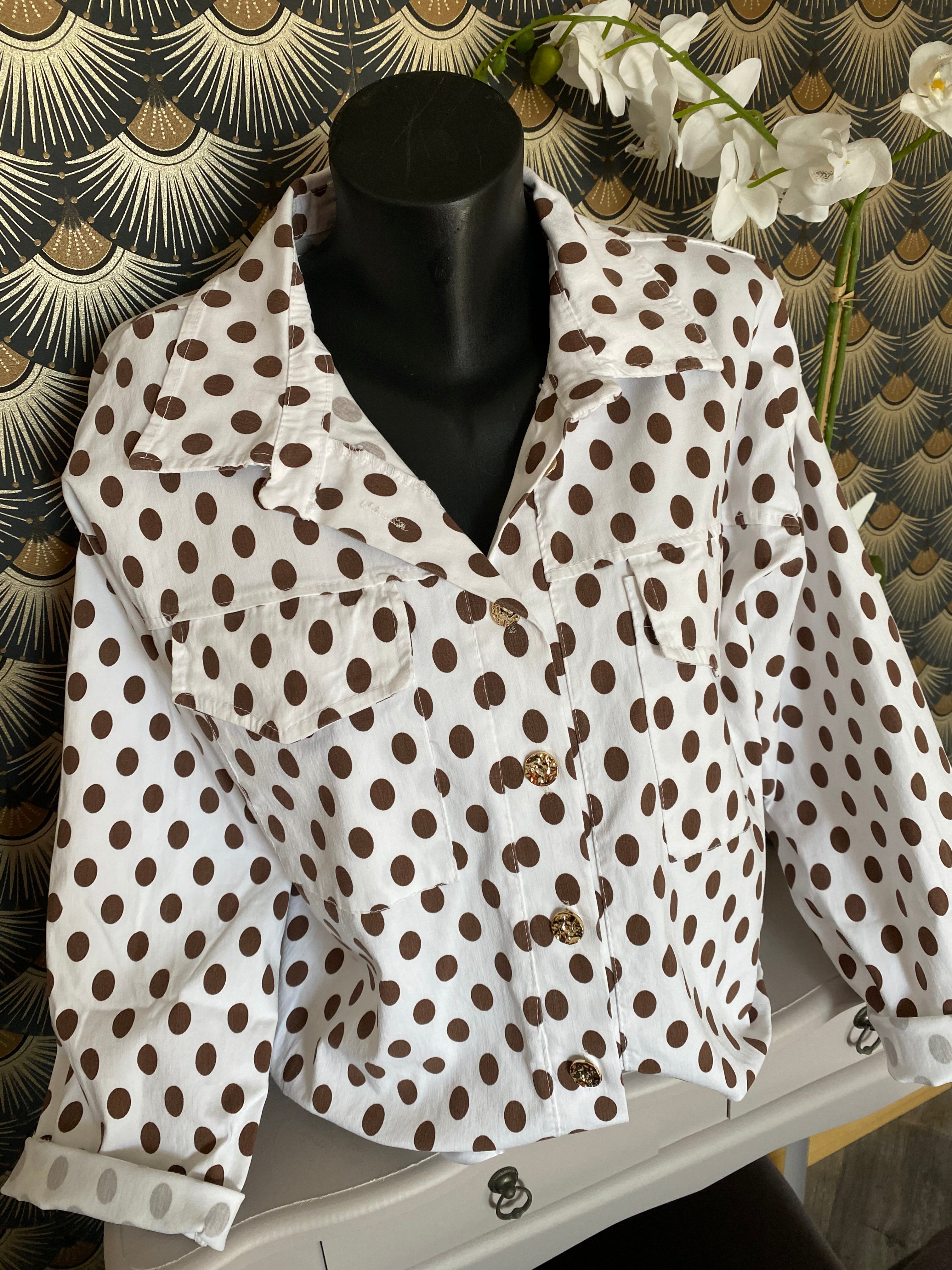 VESTE CARLA  POIS BLANCHE  TU 38/48