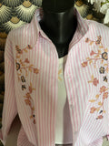ENSEMBLE CHEMISE   BRODEE RAYEE ET DEBARDEUR ROSE TU 34/42
