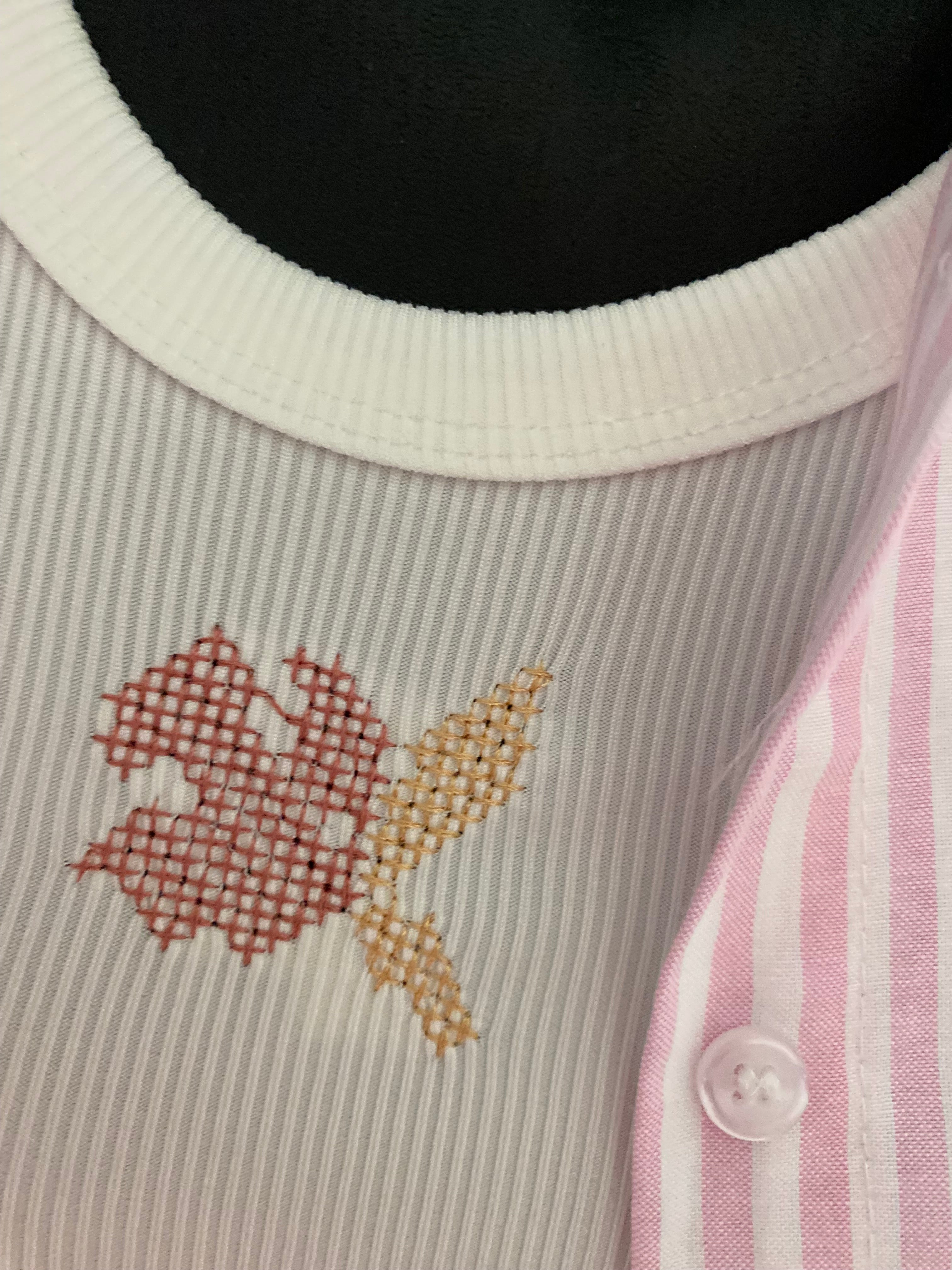ENSEMBLE CHEMISE   BRODEE RAYEE ET DEBARDEUR ROSE TU 34/42