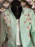 ENSEMBLE CHEMISE   BRODEE RAYEE ET DEBARDEUR VERT TU 34/42