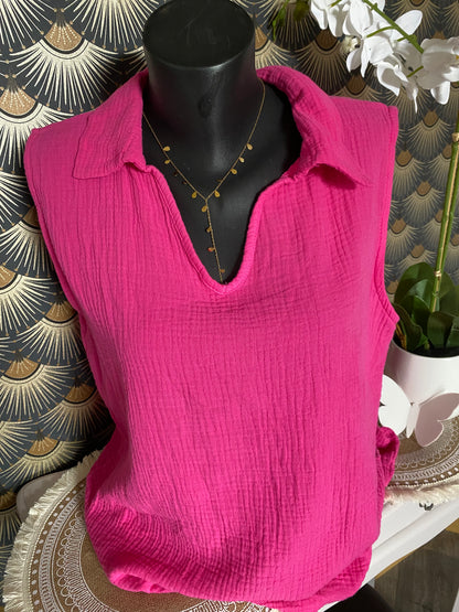 TOP PATRICIA   40/44  TROIS COLORIS( fushia , vert d'eau, bleu marine)