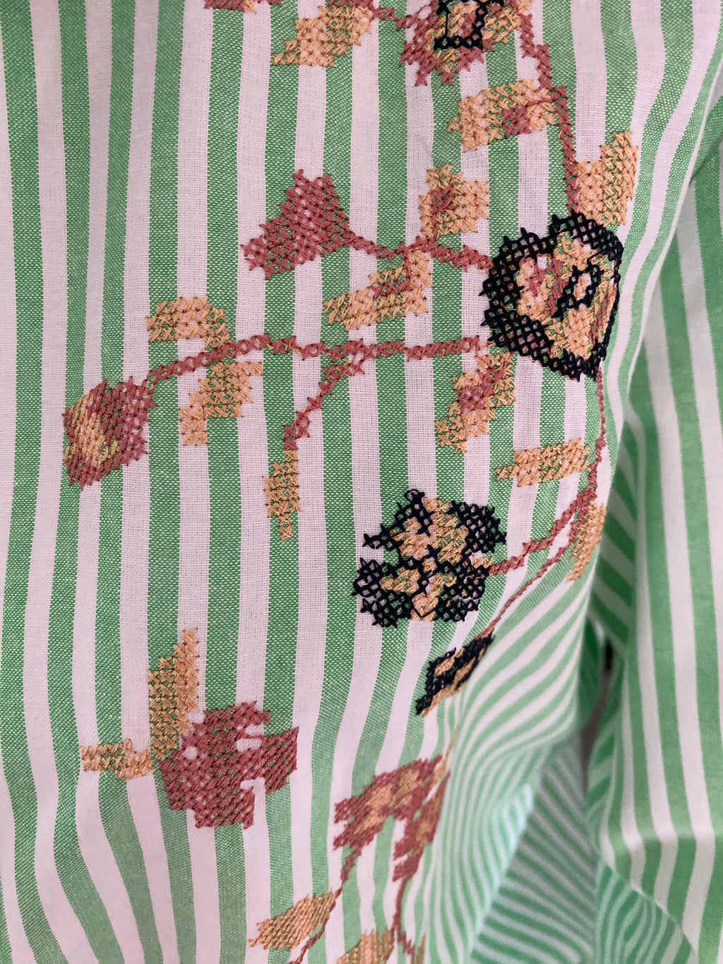 ENSEMBLE CHEMISE   BRODEE RAYEE ET DEBARDEUR VERT TU 34/42