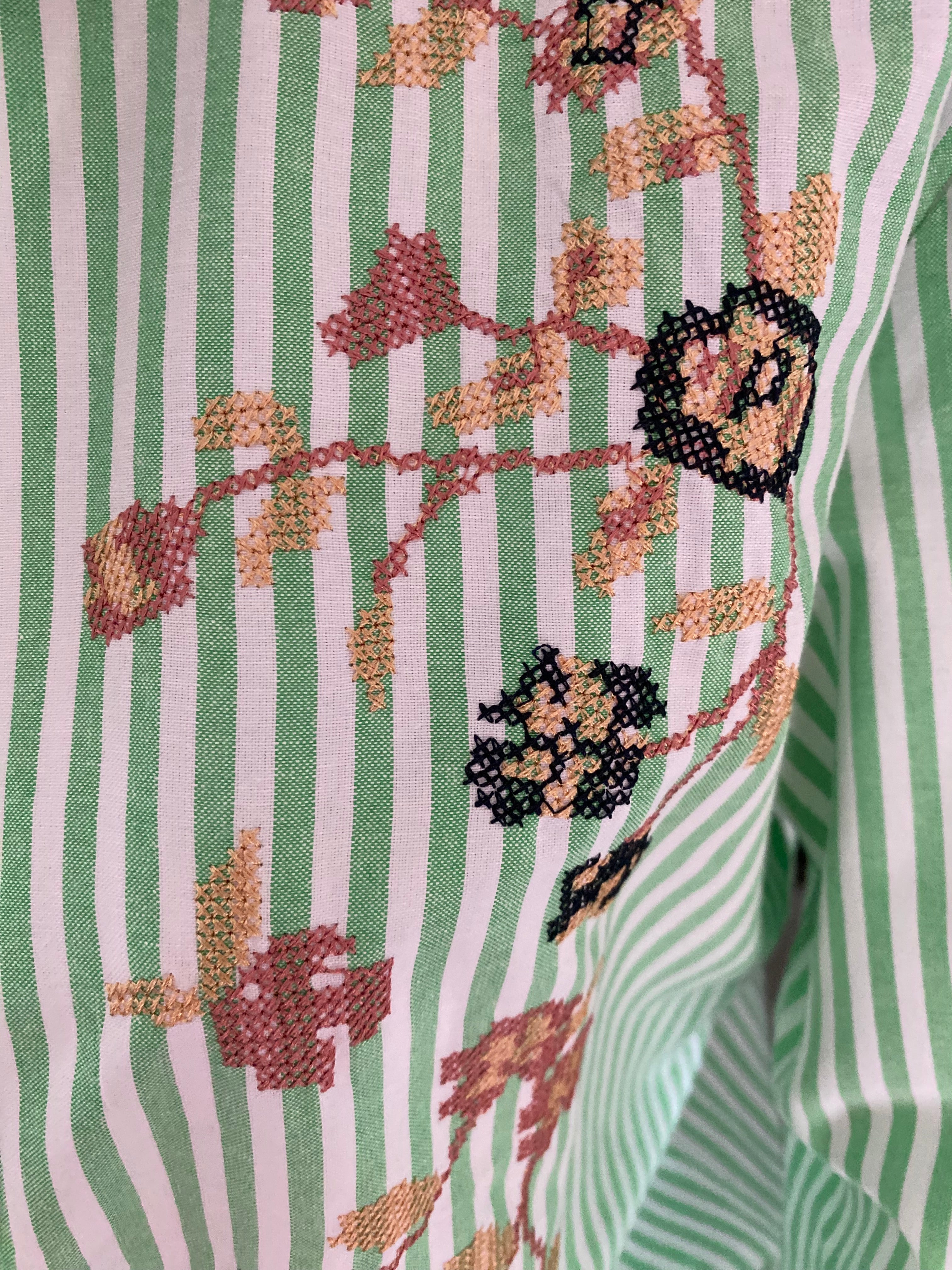 ENSEMBLE CHEMISE   BRODEE RAYEE ET DEBARDEUR VERT TU 34/42