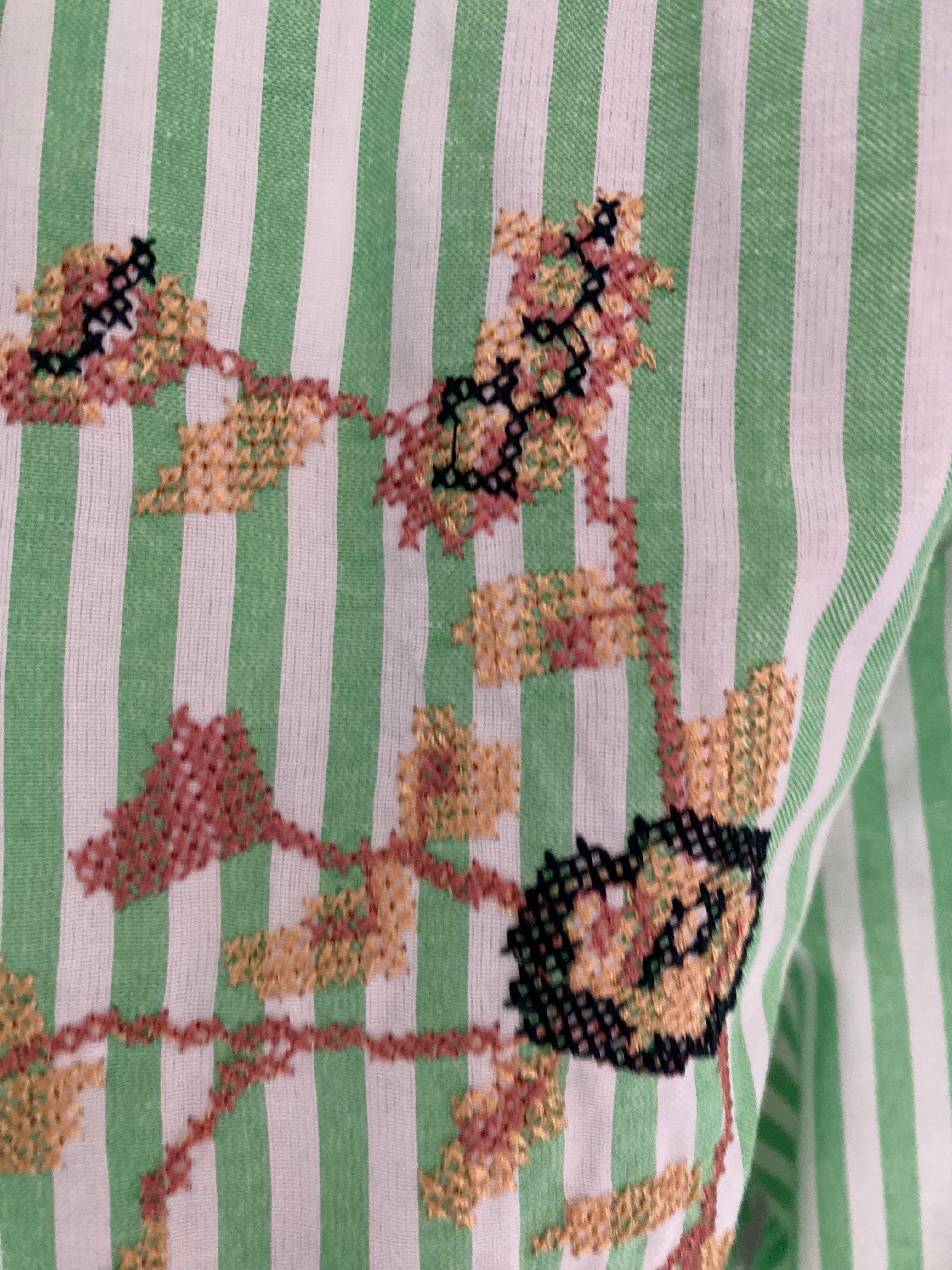 ENSEMBLE CHEMISE   BRODEE RAYEE ET DEBARDEUR VERT TU 34/42