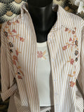 ENSEMBLE CHEMISE   BRODEE RAYEE ET DEBARDEUR  BEIGE TU 34/42