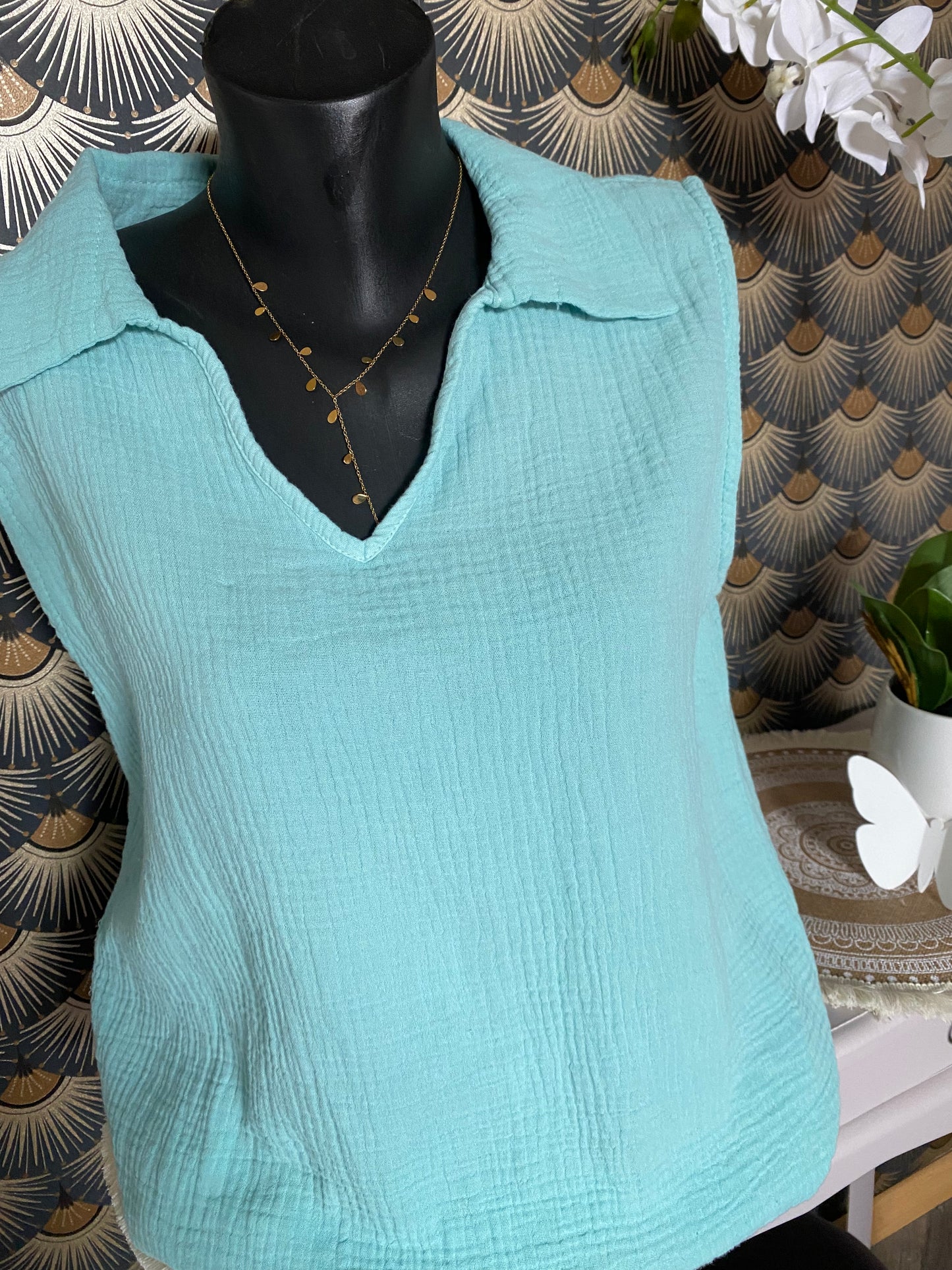 TOP PATRICIA   40/44  TROIS COLORIS( fushia , vert d'eau, bleu marine)