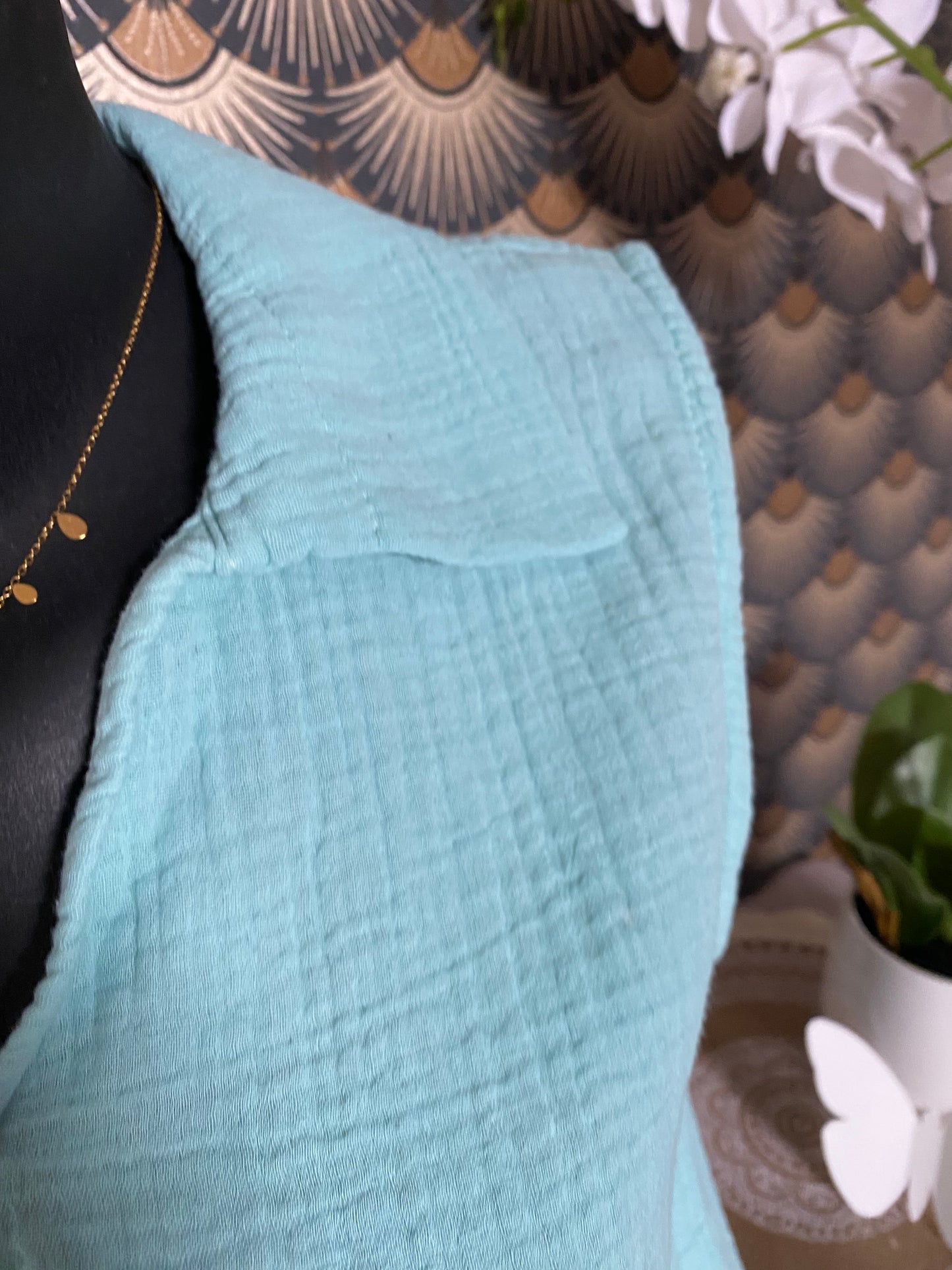 TOP PATRICIA   40/44  TROIS COLORIS( fushia , vert d'eau, bleu marine)