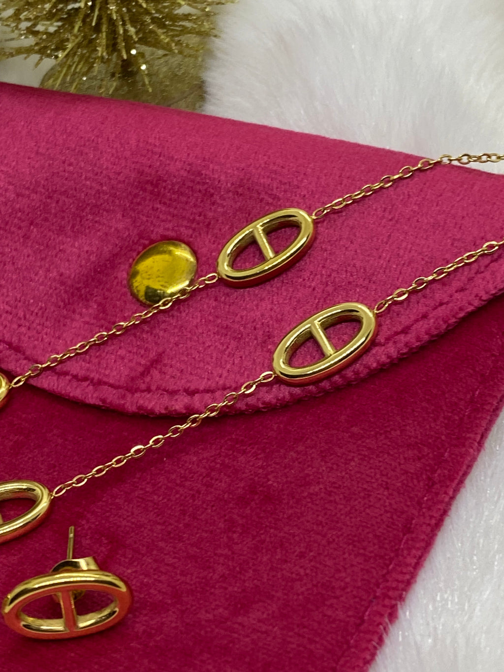 PARRURE COLLIER ET BOUCLES D' OREILLES  ACIER INOXYDABLE