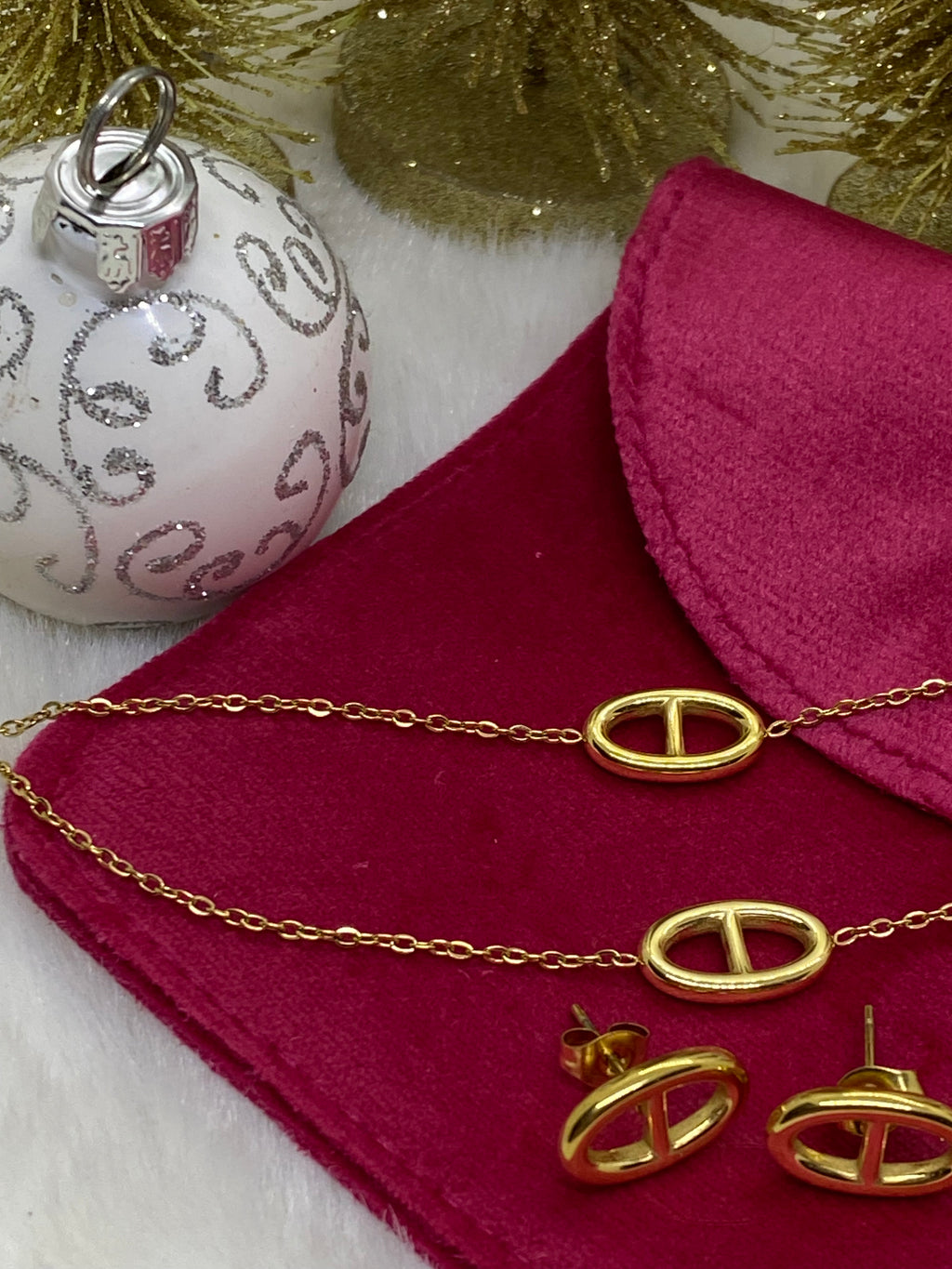 PARRURE COLLIER ET BOUCLES D' OREILLES  ACIER INOXYDABLE